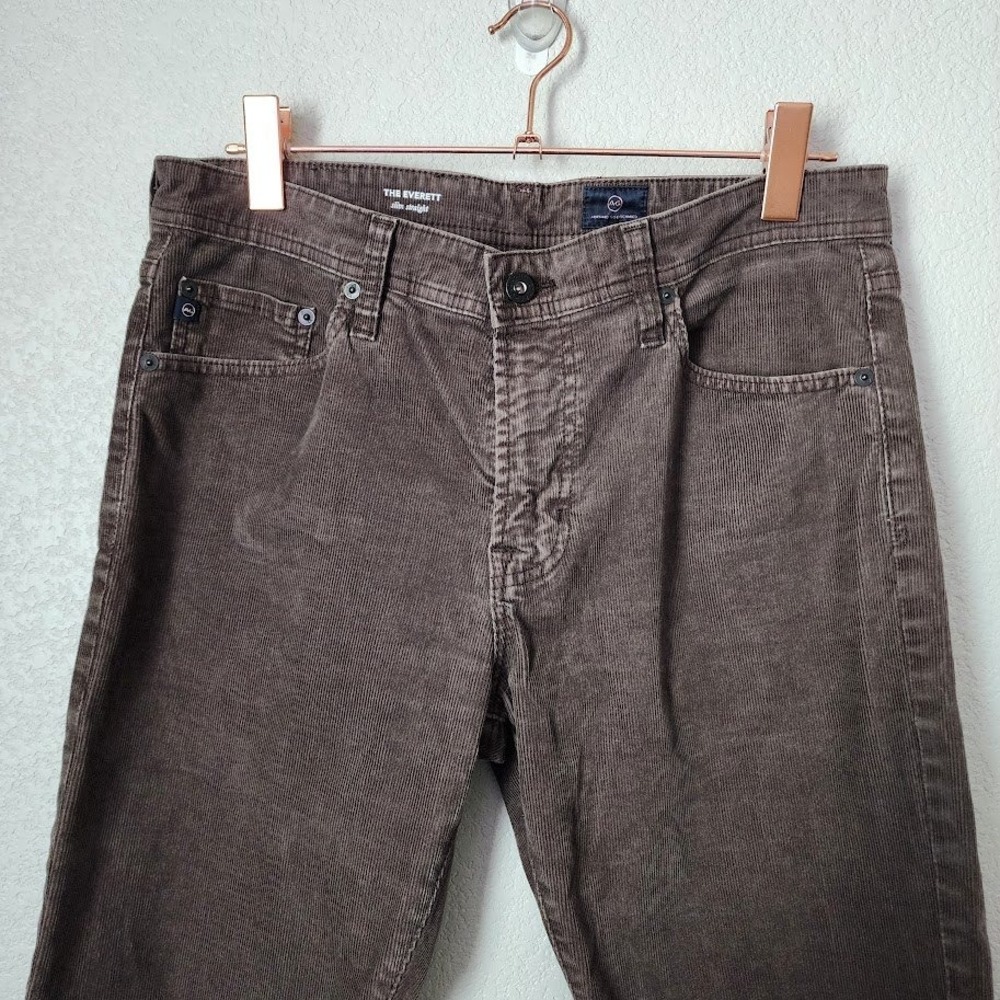 AG ADRIANO GOLDSCHMIED Everett Corduroy Pants Brown Slim‎ Straight 32x34 - Picture 9 of 11